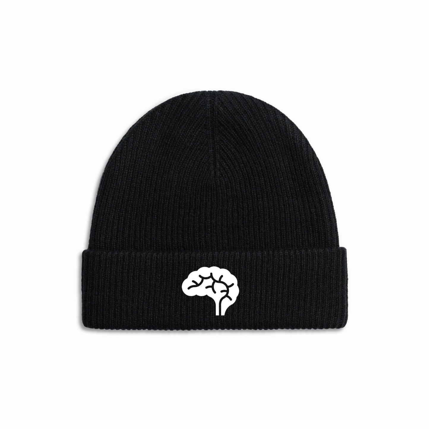 Confliktd Brain Stem Logo - Black Cashmere Merino Wool Unisex Beanie
