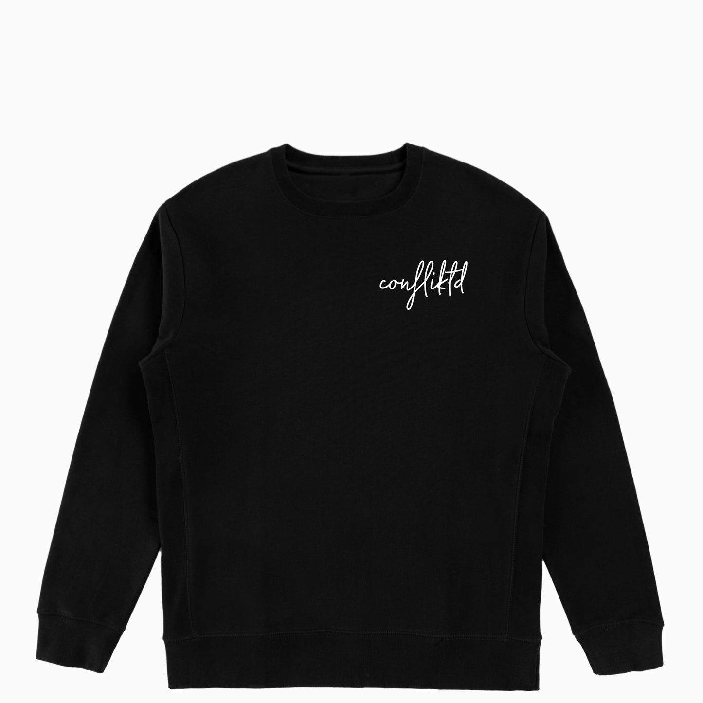 Confliktd Text Logo - Black GOTS® Organic Cotton Crewneck Men's Sweatshirt