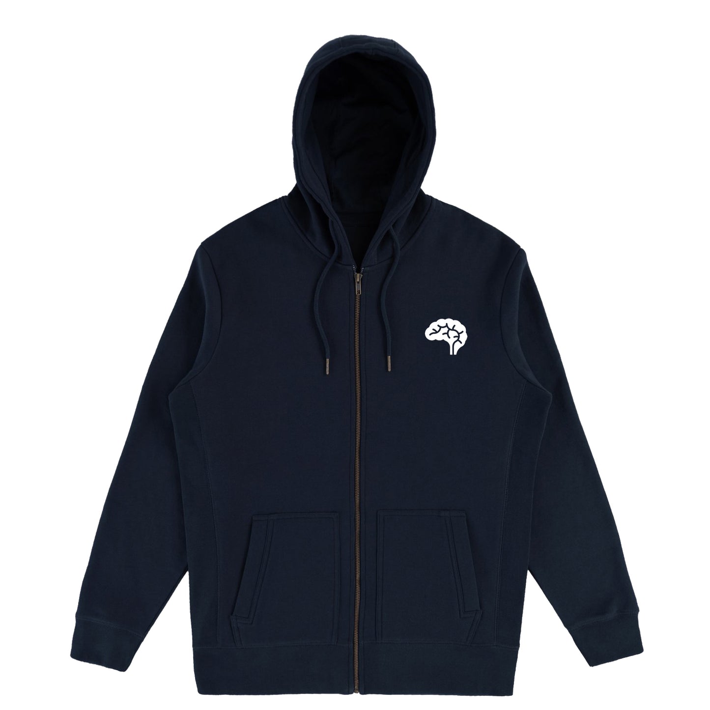 Confliktd Brain Stem Logo - Ocean Navy GOTS® Organic Cotton Men's Zip-Up Sweatshirt