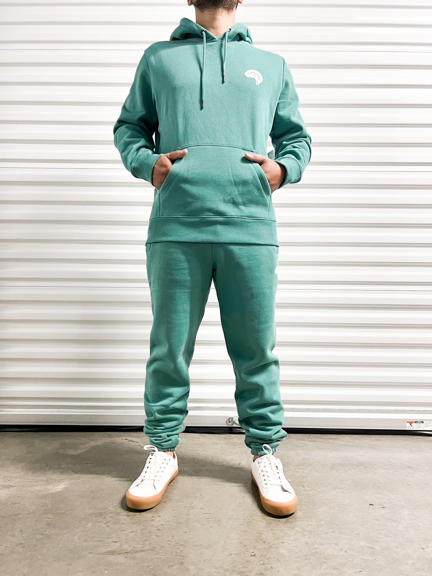 Confliktd Brain Stem Logo - Aqua GOTS® Organic Cotton Men's Hooded Sweatshirt