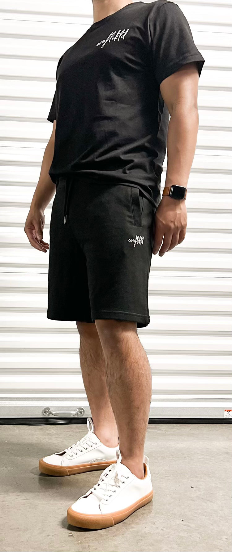 Confliktd Text Logo - Black GOTS® Organic Cotton Men's Sweatshorts
