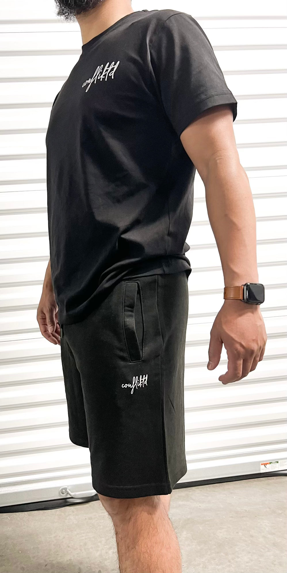 Confliktd Text Logo - Black GOTS® Organic Cotton Men's Sweatshorts