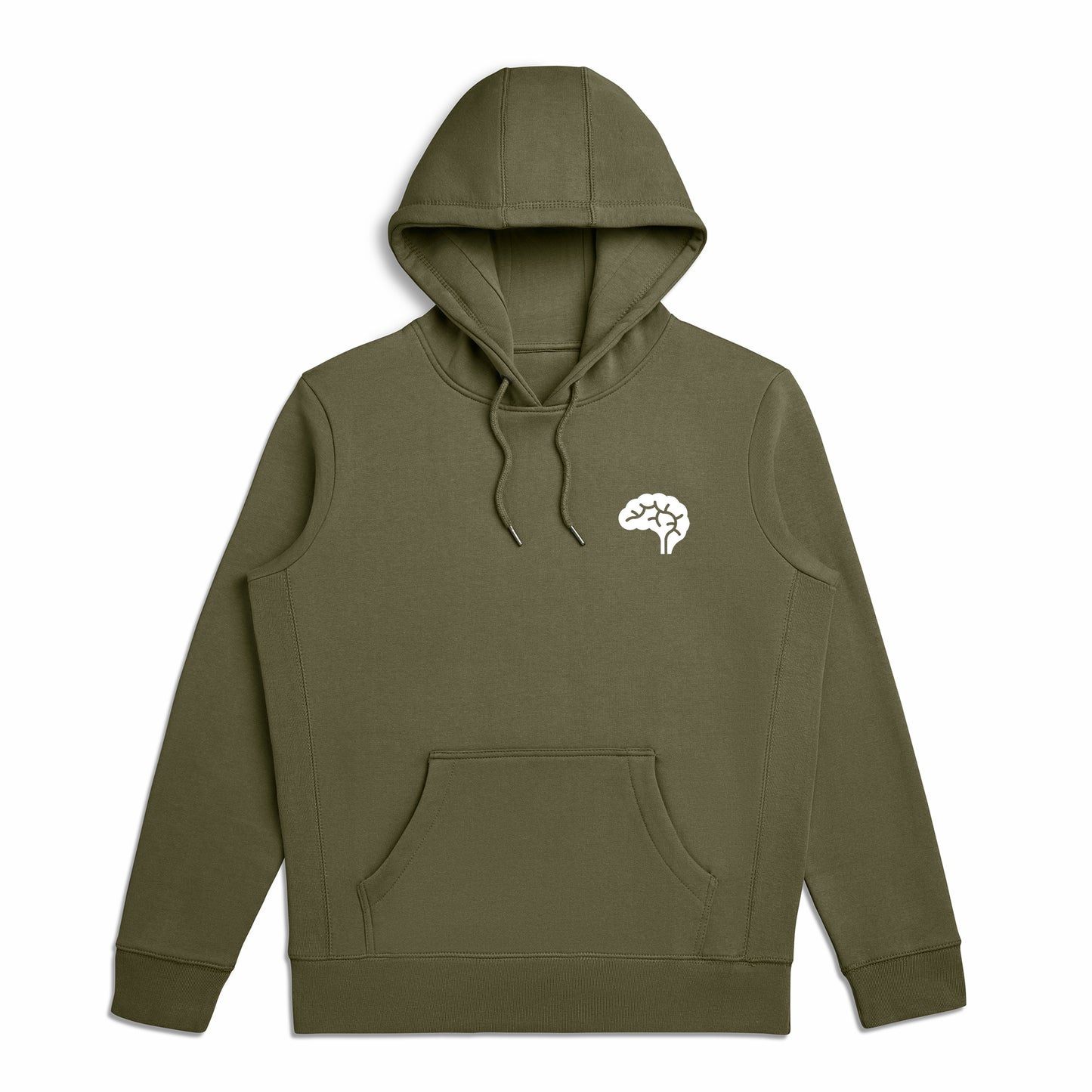 Confliktd Brain Stem Logo - Military Olive GOTS® Organic Cotton Men's Hooded Sweatshirt